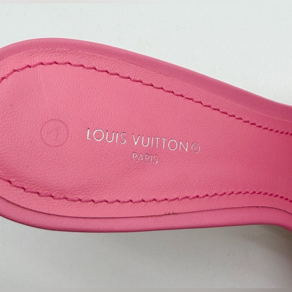 Louis Vuitton Revival Mule Heel Sandals Pink Monogram Embossed Leather EU 40 - Picture 7 of 15